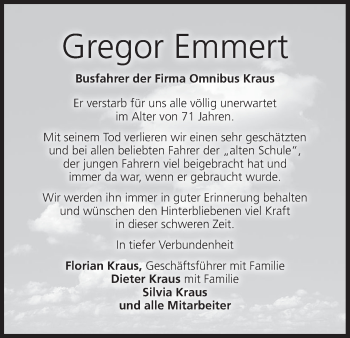 Anzeige von Gregor Emmert von MGO