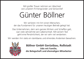 Anzeige von Günter Böllner von MGO