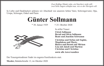 Anzeige von Günter Sollmann von MGO