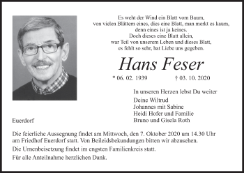 Anzeige von Hans Feser von MGO