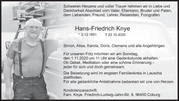 Anzeige von Hans-Friedrich Knye von MGO