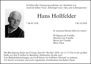 Anzeige von Hans Hollfelder von MGO