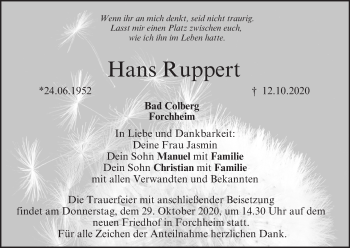 Anzeige von Hans Ruppert von MGO
