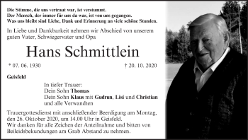 Anzeige von Hans Schmittlein von MGO