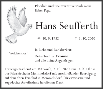 Anzeige von Hans Seufferth von MGO