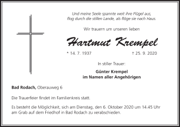 Anzeige von Hartmut Krempel von MGO