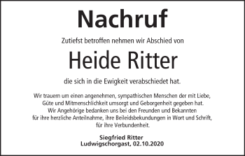 Anzeige von Heide Ritter von MGO