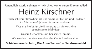 Anzeige von Heinz Kirschner von MGO