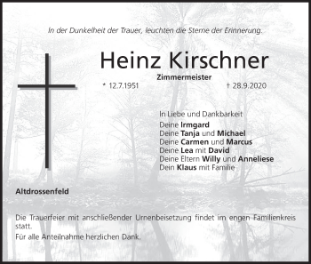 Anzeige von Heinz Kirschner von MGO