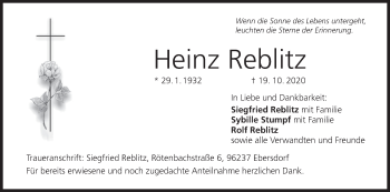 Anzeige von Heinz Reblitz von MGO