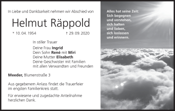 Anzeige von Helmut Räppold von MGO