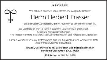 Anzeige von Herbert Prasser von MGO