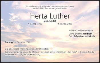 Anzeige von Herta Luther von MGO