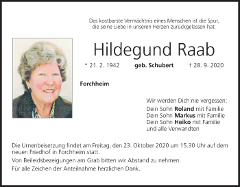 Anzeige von Hildegund Raab von MGO