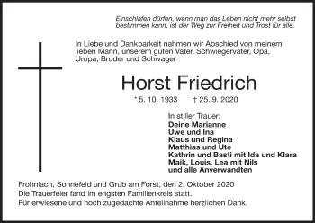 Anzeige von Horst Friedrich von MGO