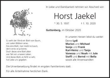 Anzeige von Horst Jaekel von MGO