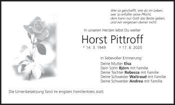 Anzeige von Horst Pittroff von MGO