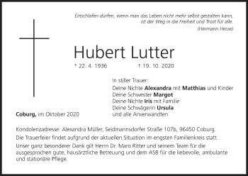 Anzeige von Hubert Lutter von MGO