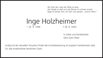 Anzeige von Inge Holzheimer von MGO