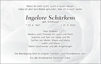 Anzeige von Ingelore Schürkens von MGO