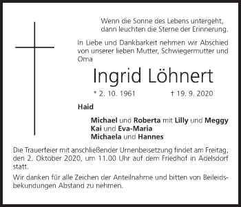 Anzeige von Ingrid Löhnert von MGO