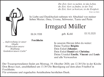 Anzeige von Irmgard Müller von MGO