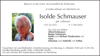 Anzeige von Isolde Schmauser von MGO