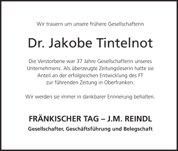 Anzeige von Jakobe Tintelnot von MGO