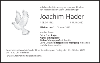 Anzeige von Joachim Hader von MGO