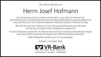 Anzeige von Josef Hofmann von MGO