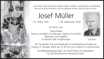 Anzeige von Josef Müller von MGO