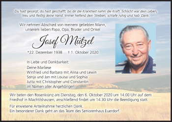 Anzeige von Josef Mützel von MGO
