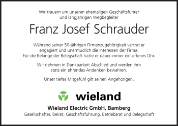Anzeige von Josef Schrauder von MGO