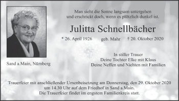 Anzeige von Julitta Schnellbächer von MGO