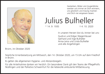 Anzeige von Julius Bulheller von MGO