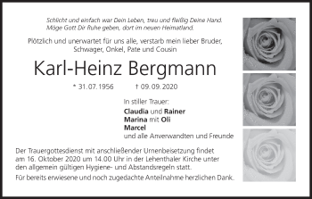 Anzeige von Karl-Heinz Bergmann von MGO