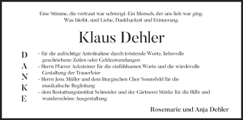 Anzeige von Klaus Dehler von MGO