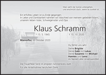 Anzeige von Klaus Schramm von MGO