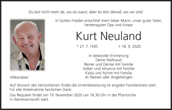 Anzeige von Kurt Neuland von MGO