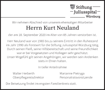 Anzeige von Kurt Neuland von MGO