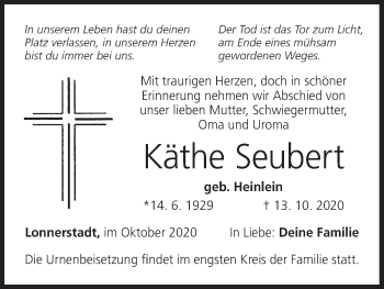Anzeige von Käthe Seubert von MGO
