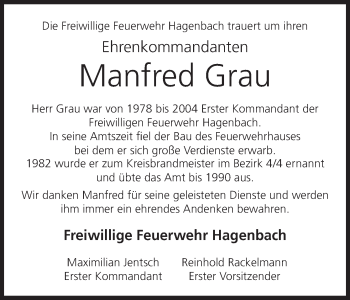 Anzeige von Manfred Grau von MGO