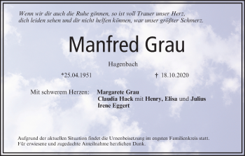 Anzeige von Manfred Grau von MGO