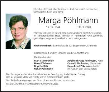 Anzeige von Marga Pöhlmann von MGO