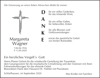 Anzeige von Margareta Wagner von MGO
