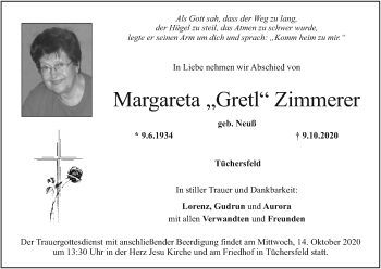 Anzeige von Margareta Zimmerer von MGO