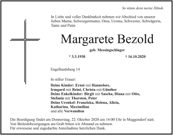 Anzeige von Margarete Bezold von MGO