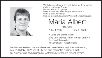 Anzeige von Maria Albert von MGO