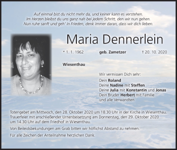 Anzeige von Maria Dennerlein von MGO