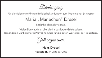 Anzeige von Maria Dresel von MGO